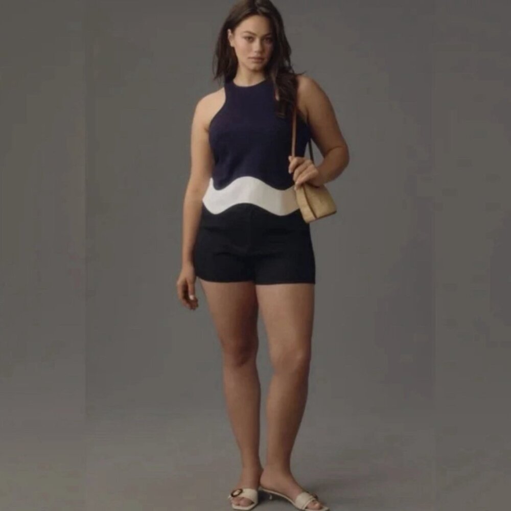 Brand New Sunday In Brooklyn Colourblock Scalloped Hem Tank Top